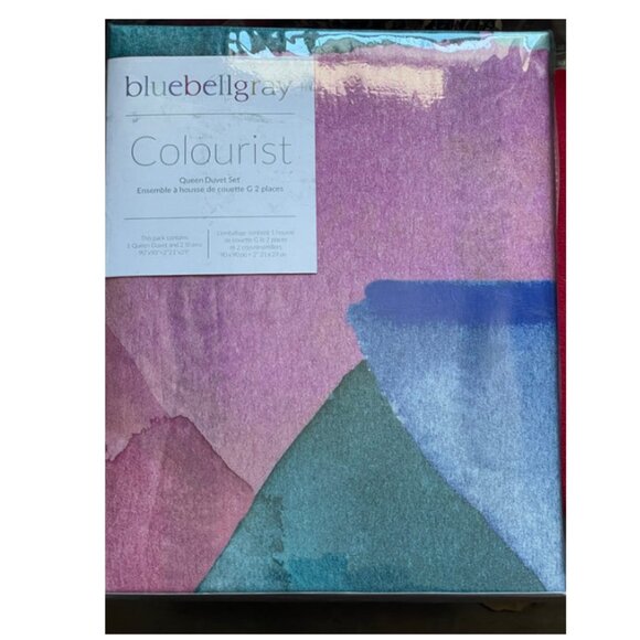 Bluebellgray Queen Duvet Cover Set 3-Piece Blue Abstract Cotton Bedding - Picture 3 of 7